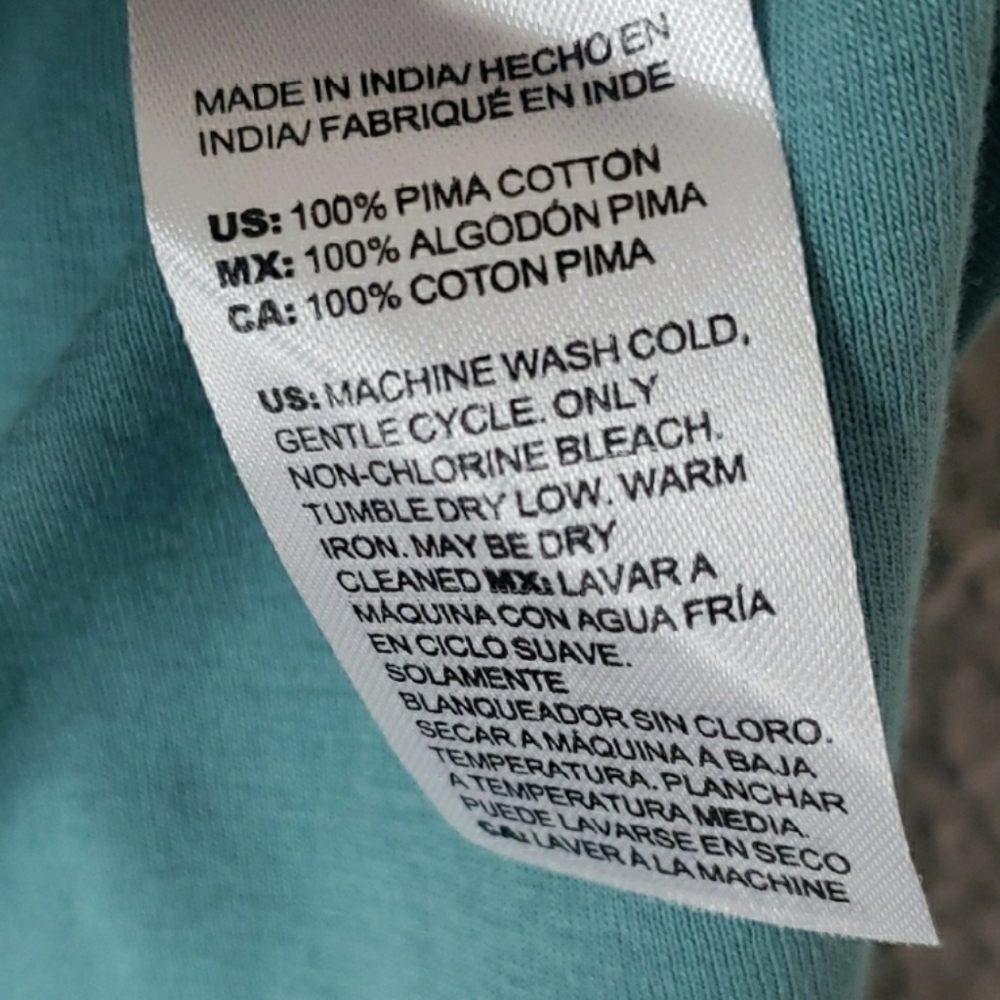 Chico's Teal Tunic Sweatshirt Prima Cotton Scoop Neck Gold Button Trim Size 2X - Picture 12 of 12